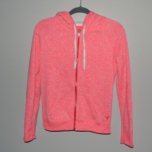 Bright Pink American Eagle Furry Hoodie/Jacket